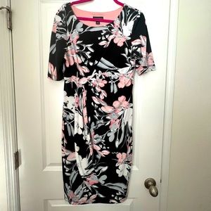 Connected Apparel Pink and Black Floral Pattern